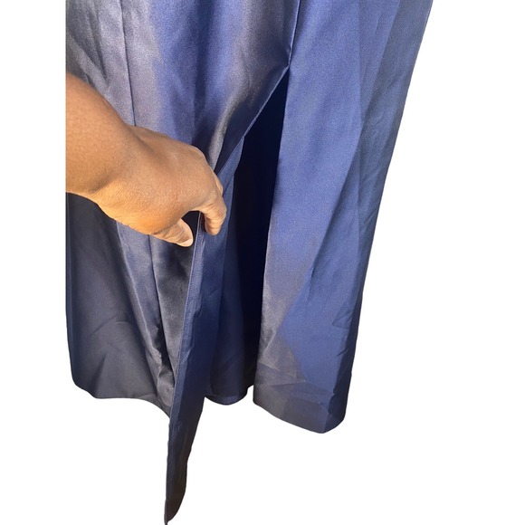 Alfred Sung Maxi Length Spaghetti Strap Mermaid Dress In Midnight Navy Size 10R - Picture 5 of 11